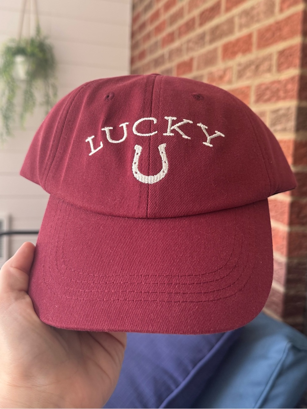 MARCUS ADLER Lucky Baseball Hat, Maroon, Adjustable Sizing